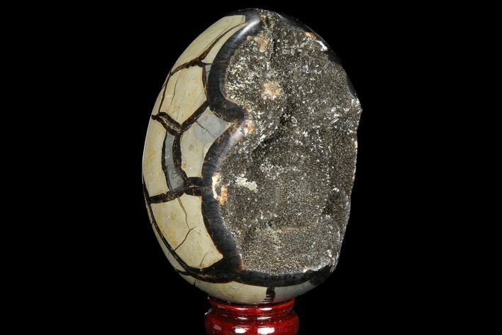 Septarian Dragon Egg Geode - Brown Crystals #88350